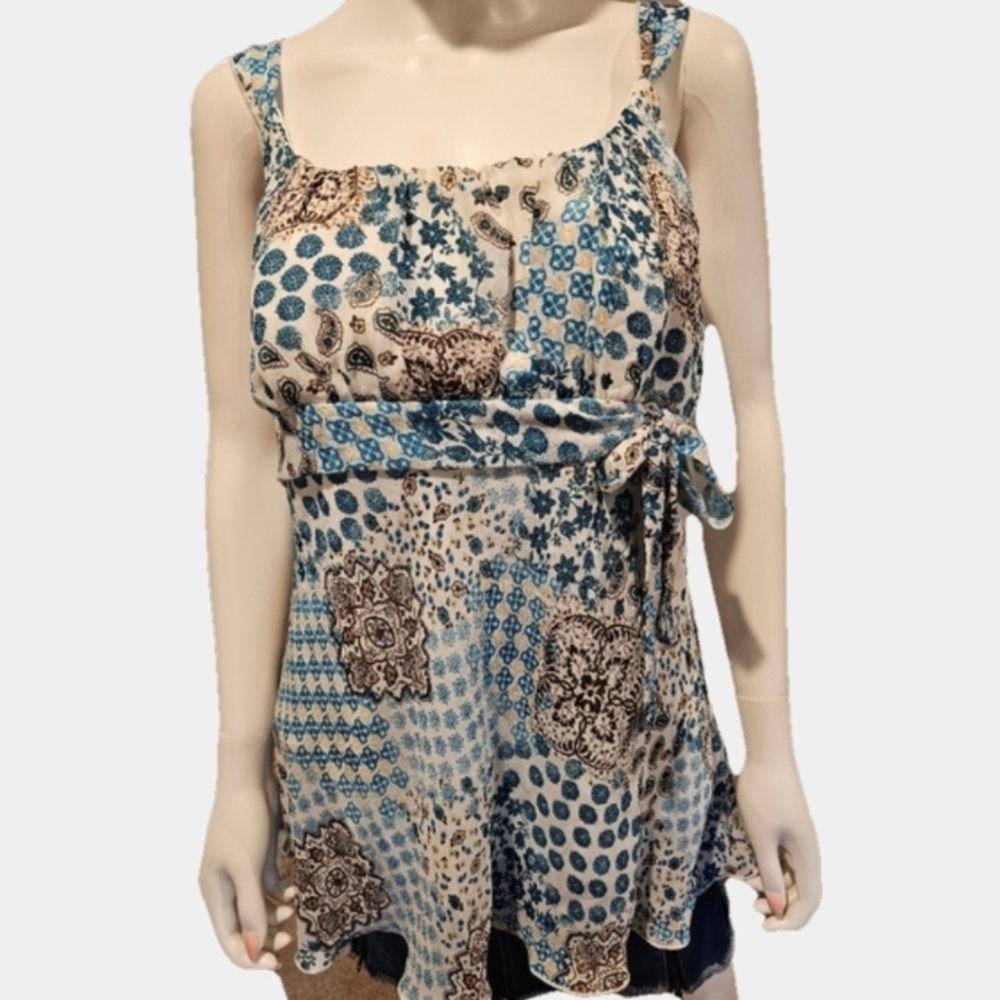 Fashion Bug Paisley/Patchwork Empire Waist Sleeveless Tunic Size XL